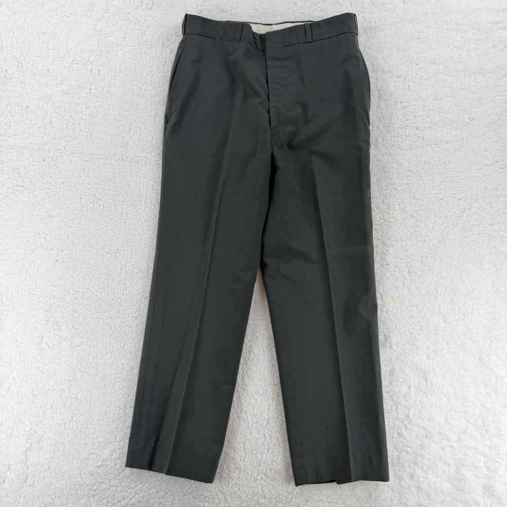 Vintage US Army Dress Pants Mens 32S Green Wool Blend Uniform Trousers 80s